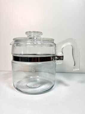 Vintage Pyrex Flameware Glass Coffee Pot Model 7756-B 4-6 Cup with Lid